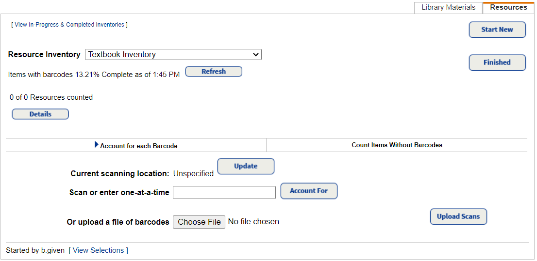 Start new Resource Manager inventory.
